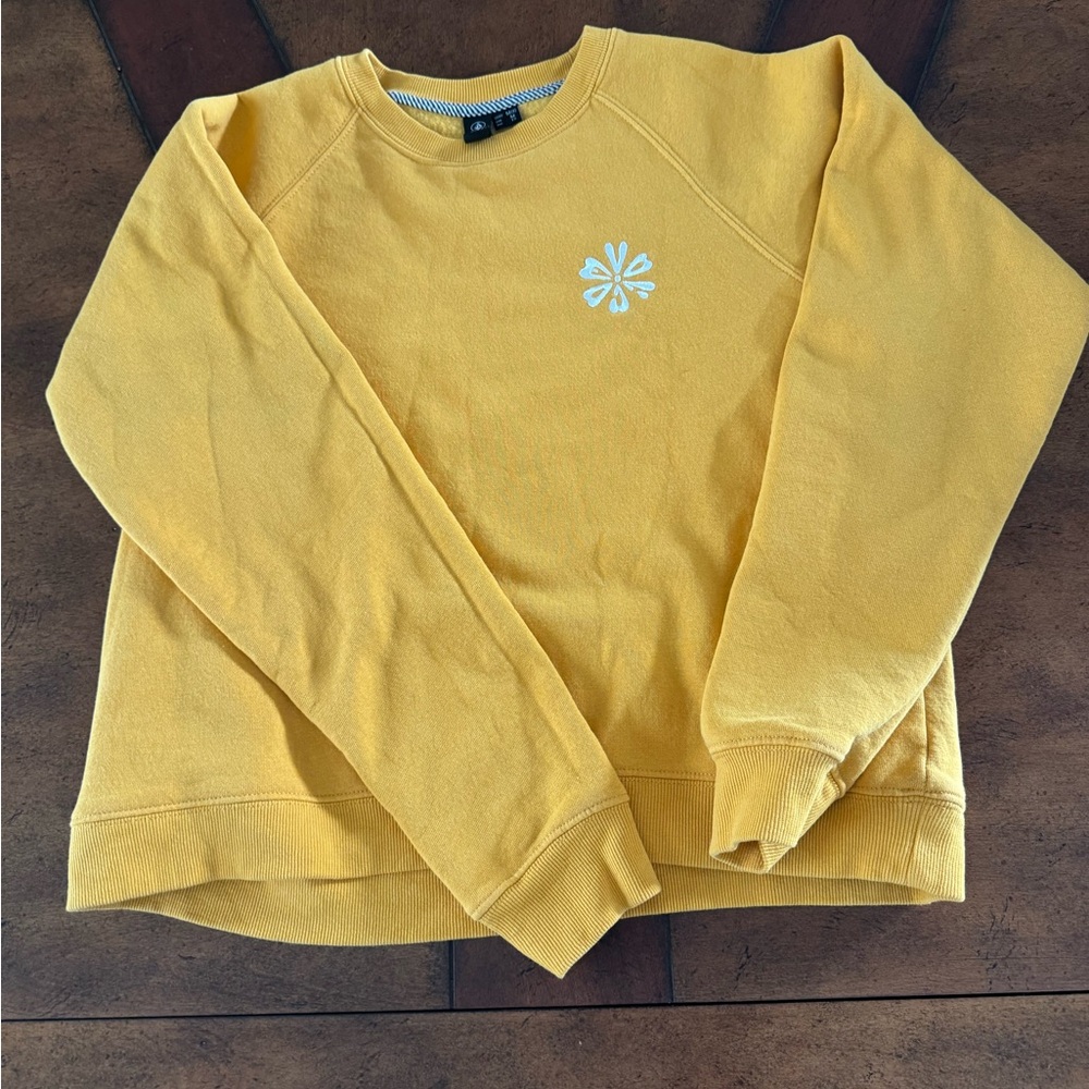 Volcom Women’s Embroidered Crewneck Sweatshirt size Medium (8) Gold/Yellow